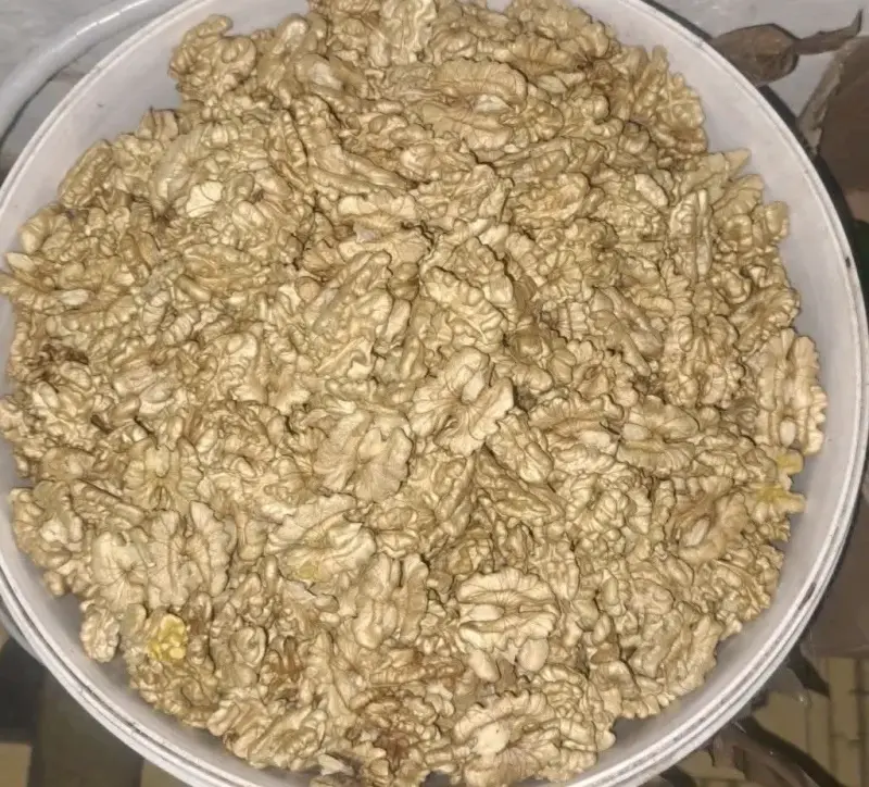 Nueces peladas en recipiente