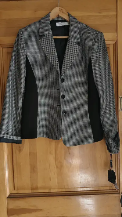 Blazer a cuadros blanco y negro - miniatura 1