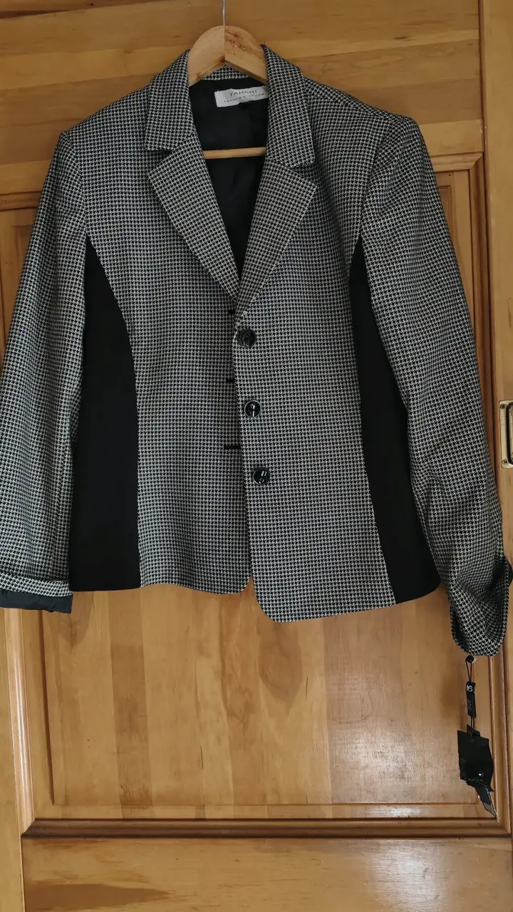 Blazer a cuadros blanco y negro - 2