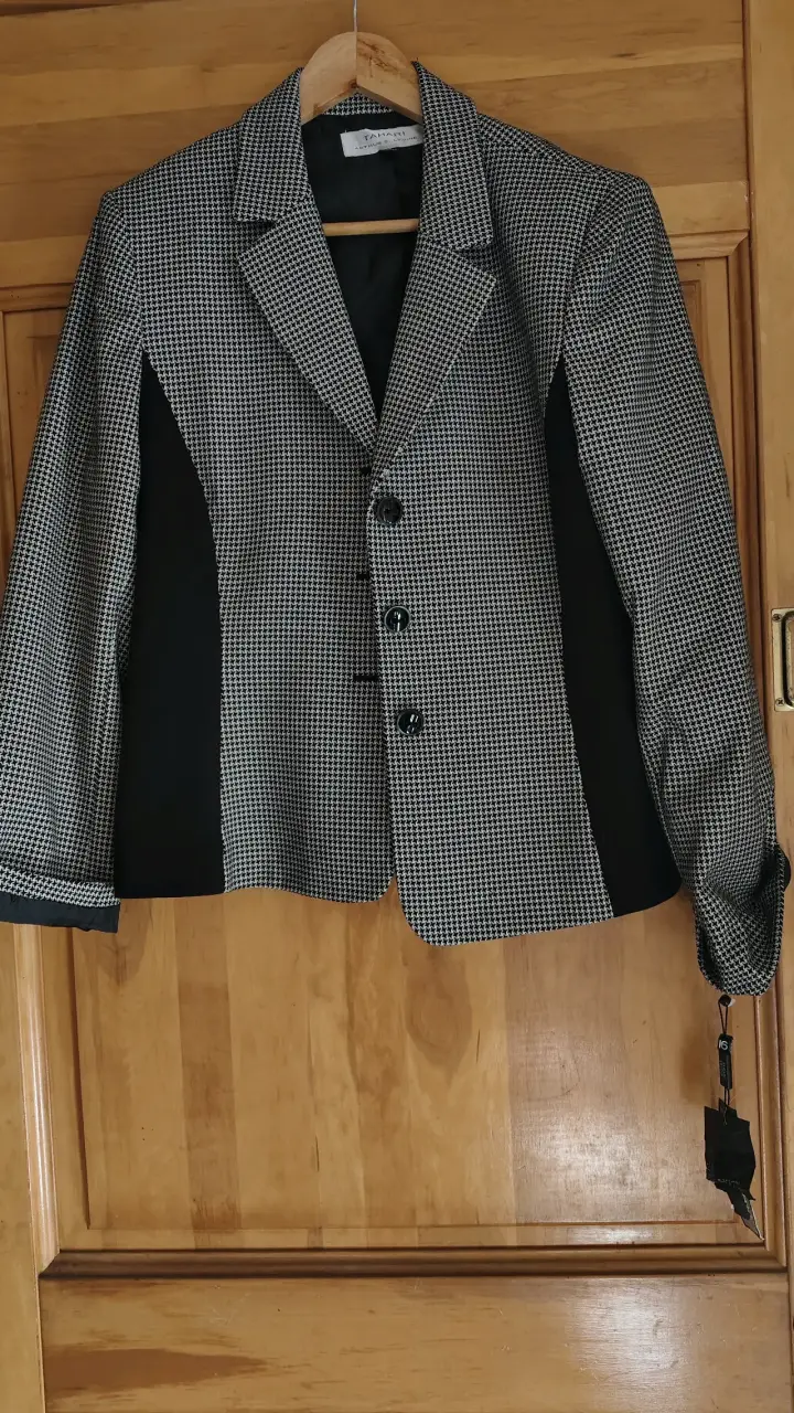 Blazer a cuadros blanco y negro - 4