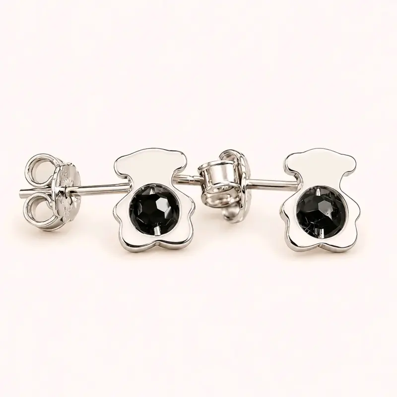 Aros plata con piedras negras