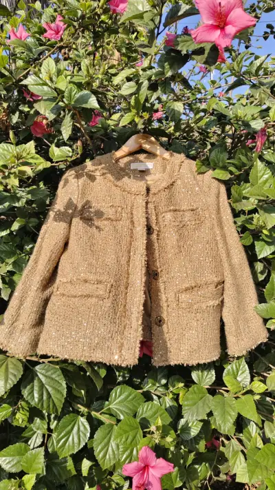 Chaqueta de tweed dorada M.K - miniatura 1