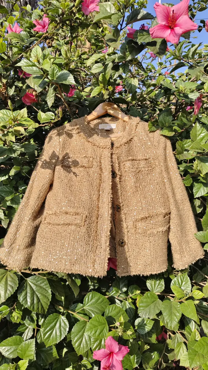 Chaqueta de tweed dorada M.K - 3