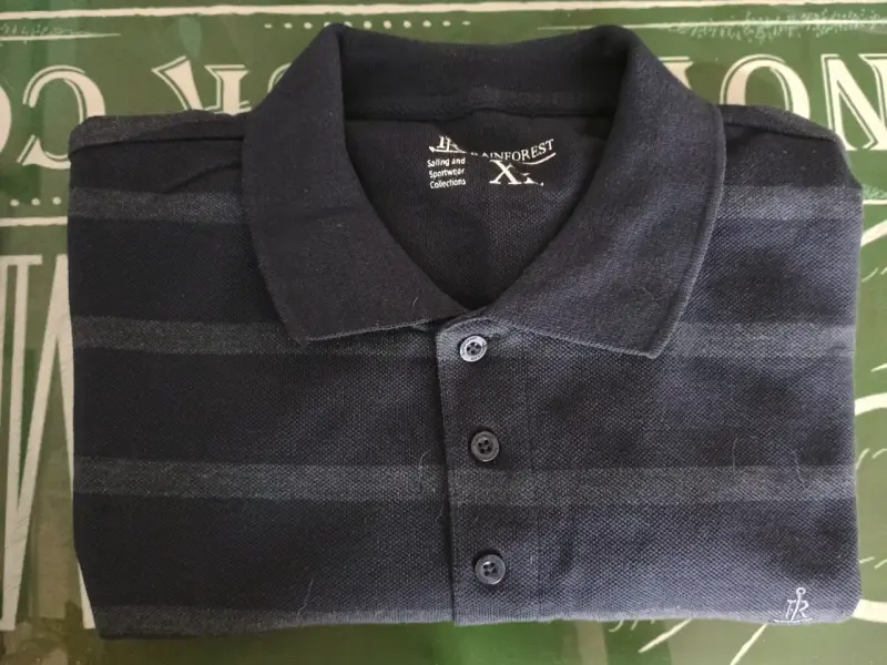 Polera polo azul a rayas - 1