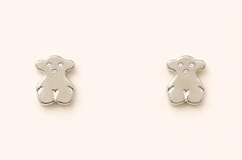 Aros de osito plateados, plata 925
