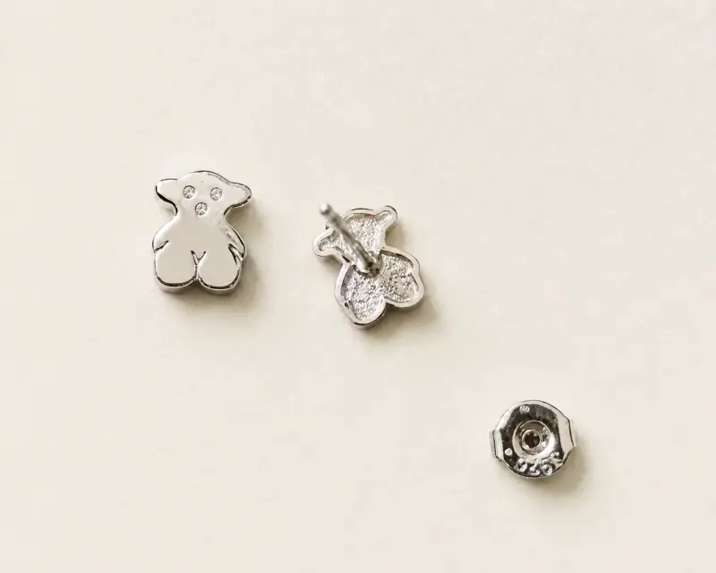 Aros de osito plateados, plata 925 - 2