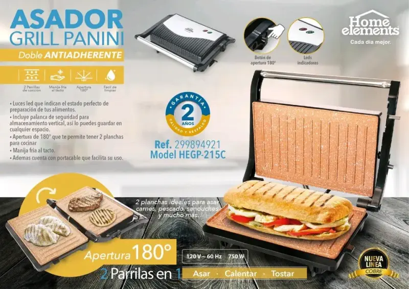 Asador Grill Panini Doble