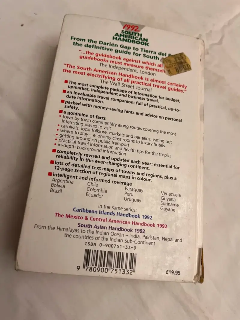 South American Handbook (Edición De 1992) - 2