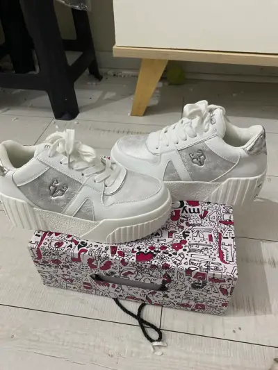Zapatillas blancas mujer con plataforma - miniatura 3
