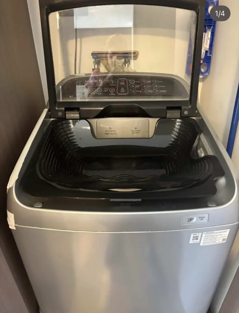 Lavadora Samsung 13kg carga superior gris moderna - 1