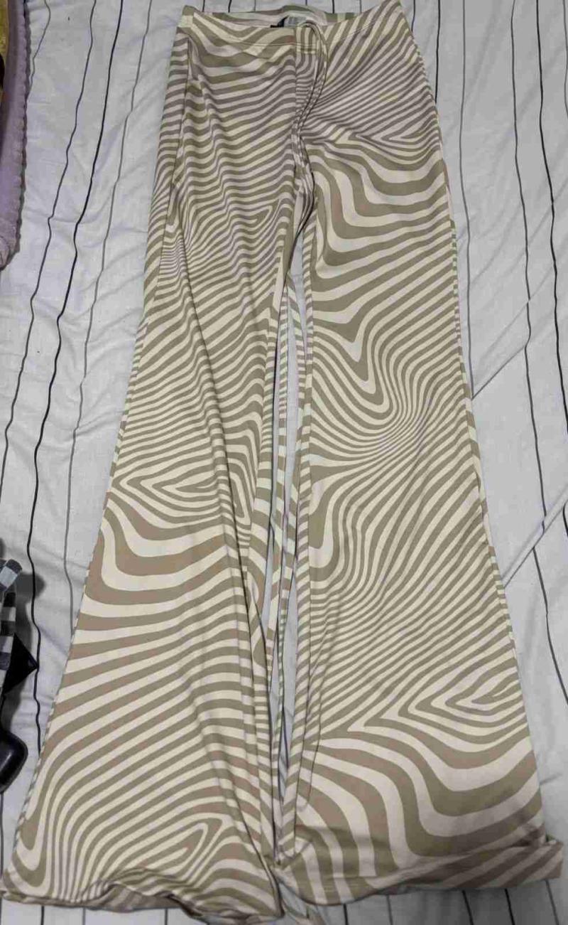 Pantalones rayados beige vintage - 1