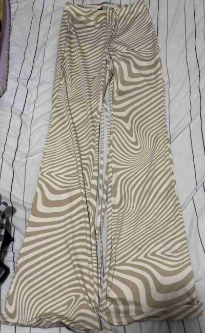 Pantalones rayados beige vintage - miniatura 1