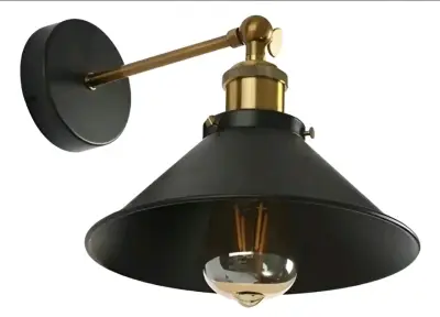 Lámpara  de pared negra y dorada. Sin Ampolleta - miniatura 1