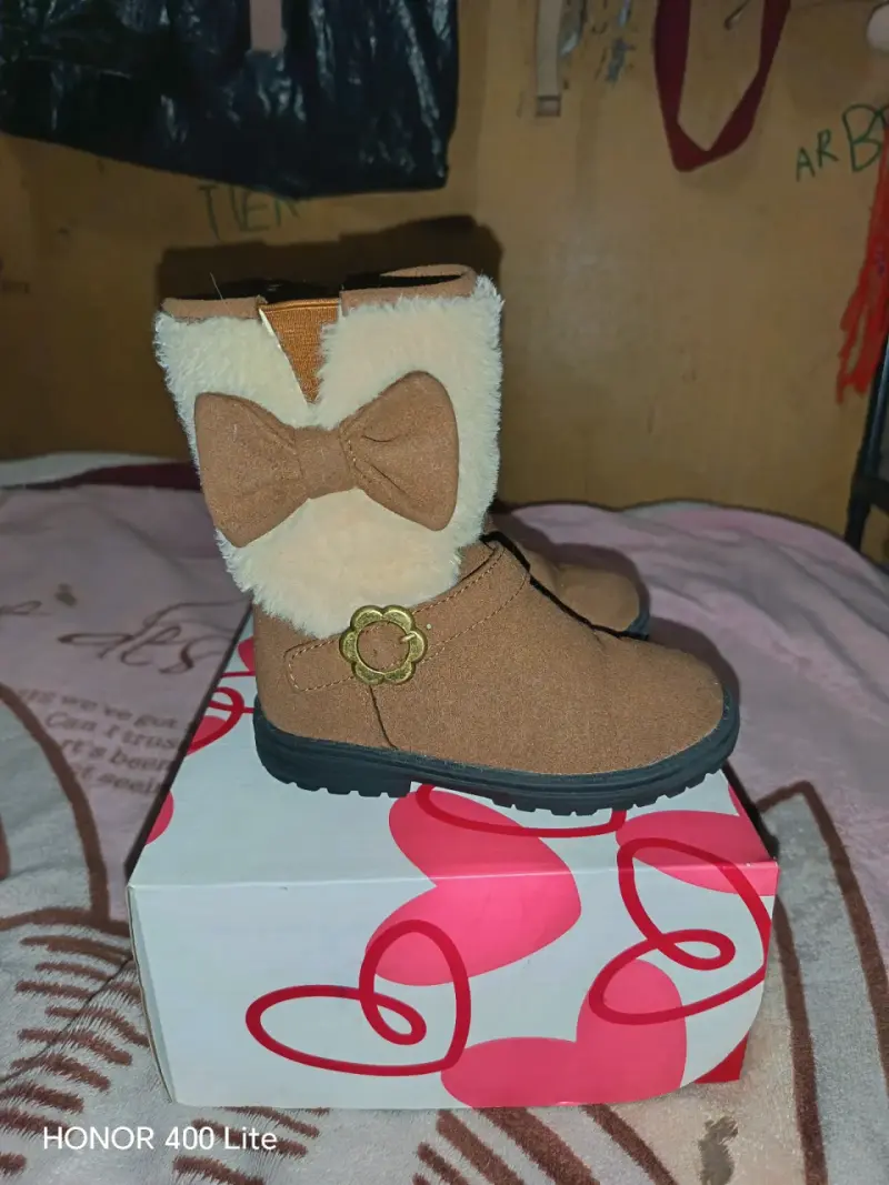 Botas infantiles marrones con lazo - 3