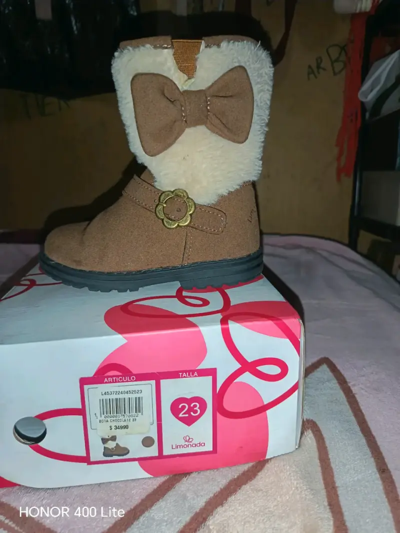 Botas infantiles marrones con lazo - 6