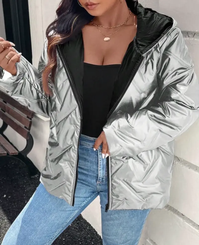 Chaqueta plateada shein - 1