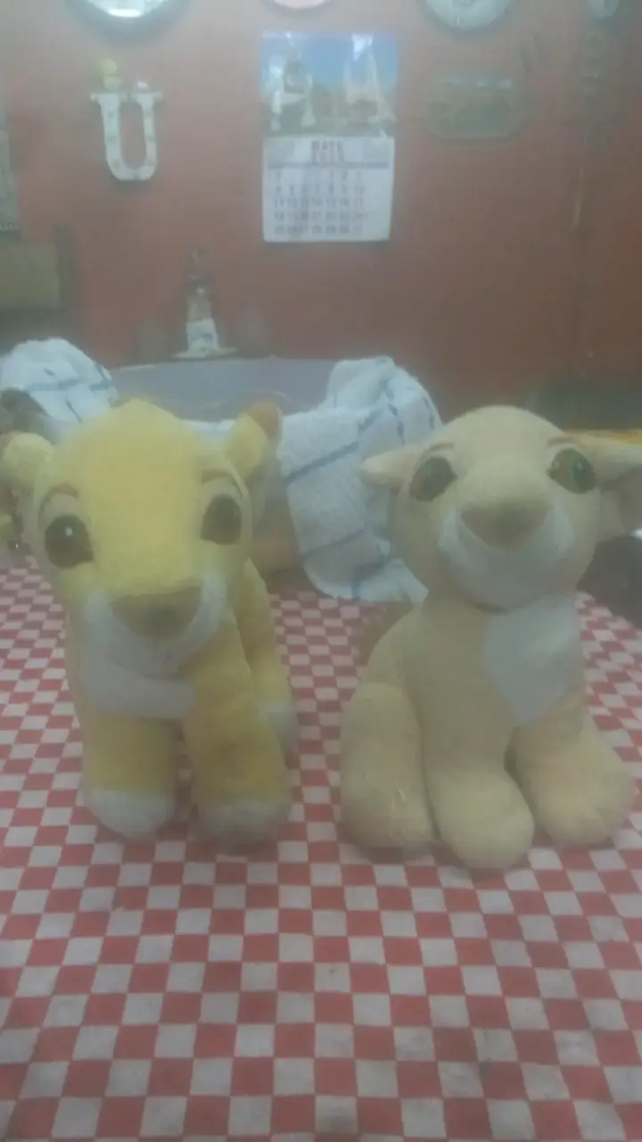 Peluches de león y leona y cebra - 1