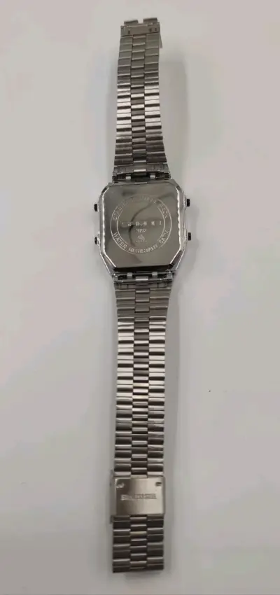 Reloj digital plateado retro vintage - miniatura 6