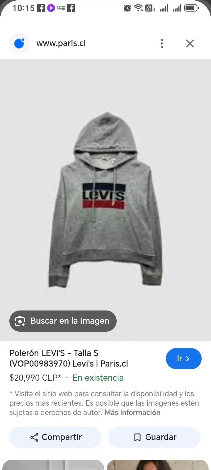 Polerón gris LEVI'S con capucha