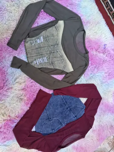 Polera estilo denim con mangas largas - miniatura 2