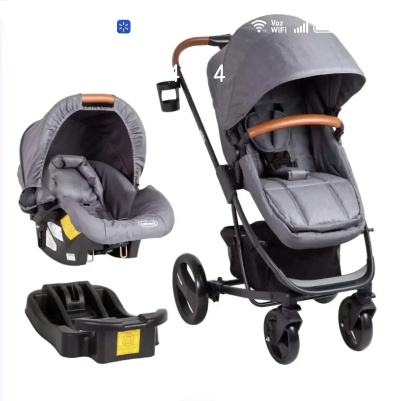 Coche de bebé gris con silla - 1