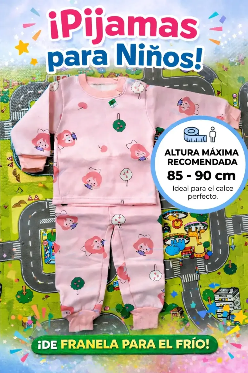 Pijamas afranelados niño y niña talla 1-2 años - 1
