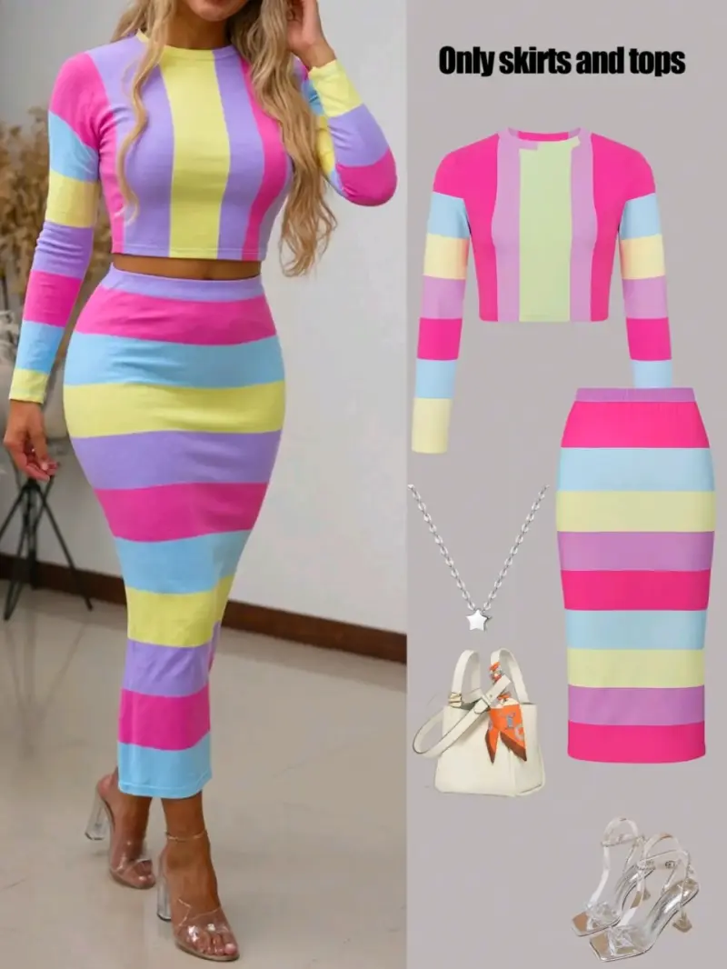 Conjunto falda y top a rayas