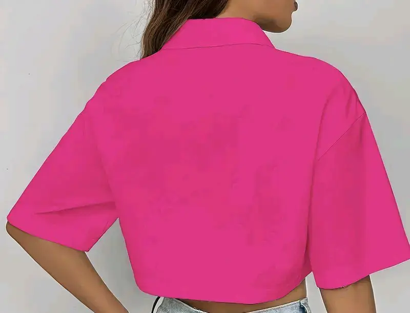 Blusa fucsia con bolsillos - 2