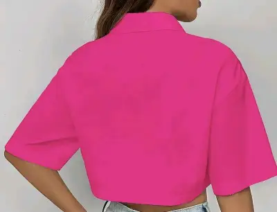 Blusa fucsia con bolsillos - miniatura 2