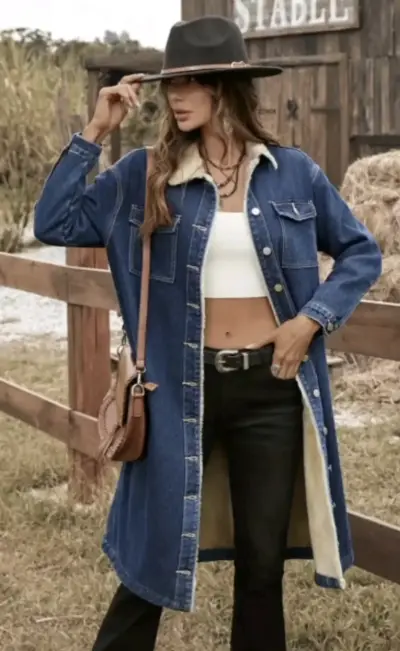 Abrigo largo de denim - miniatura 2