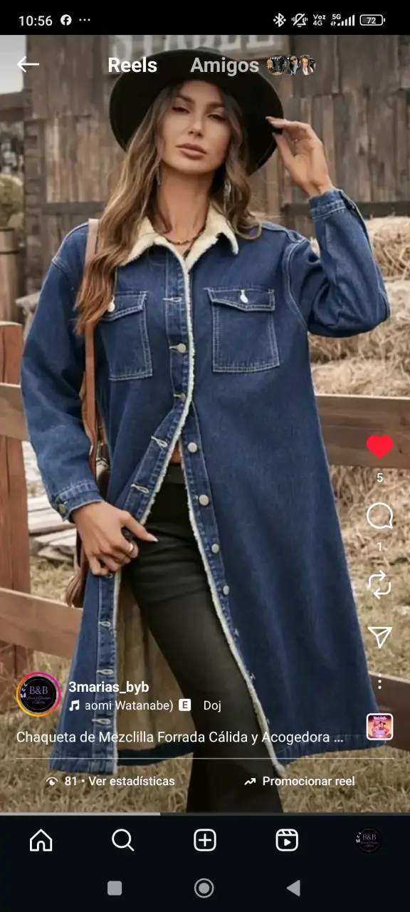 Abrigo largo de denim - 4