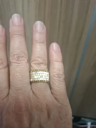 Anillo mostacilla ojo de gato mosaico - miniatura 1