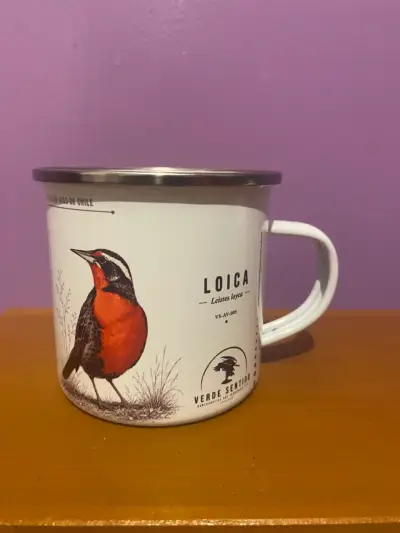 Tazon esmaltado con diseño de Loica - miniatura 1