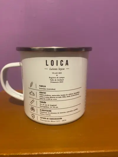 Tazon esmaltado con diseño de Loica - miniatura 2