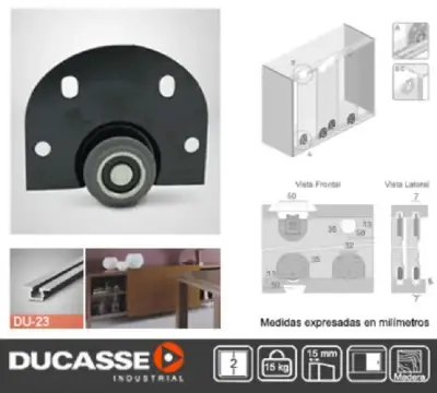 Kit Rueda Corrediza Mueble + Riel 1.5 Mts - miniatura 2