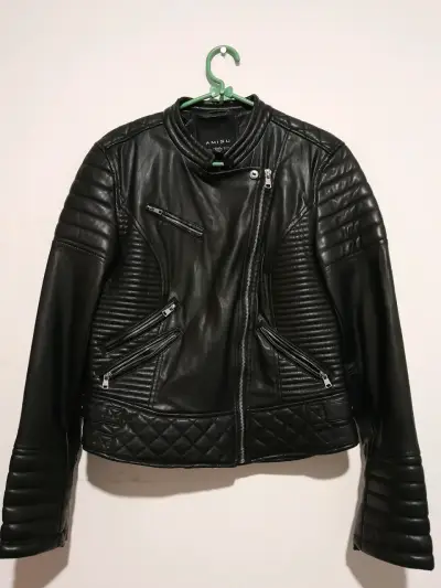 Chaqueta cuero negra Amisu - miniatura 1