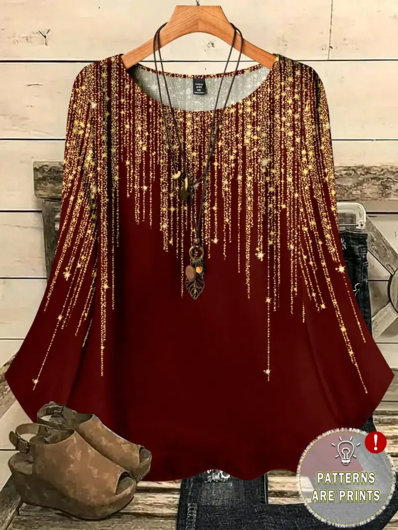 Blusa roja con estampado dorado - 6
