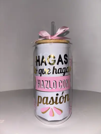 Vaso Personalizado con tapa de bambú decorativo - miniatura 1