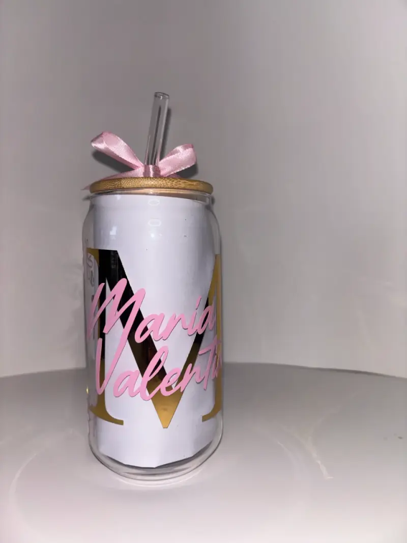 Vaso Personalizado con tapa de bambú decorativo - 2