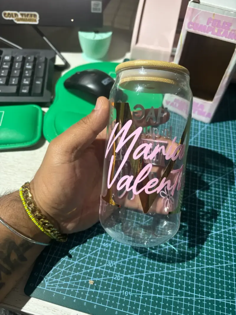 Vaso Personalizado con tapa de bambú decorativo - 4