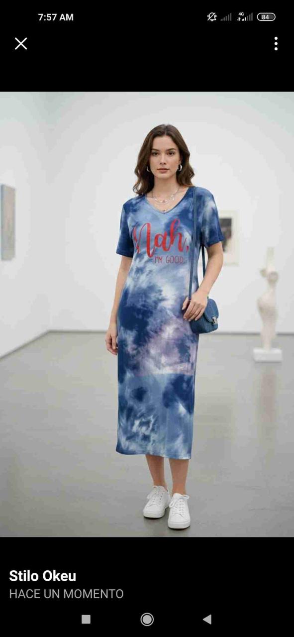 Vestido azul tie-dye casual
