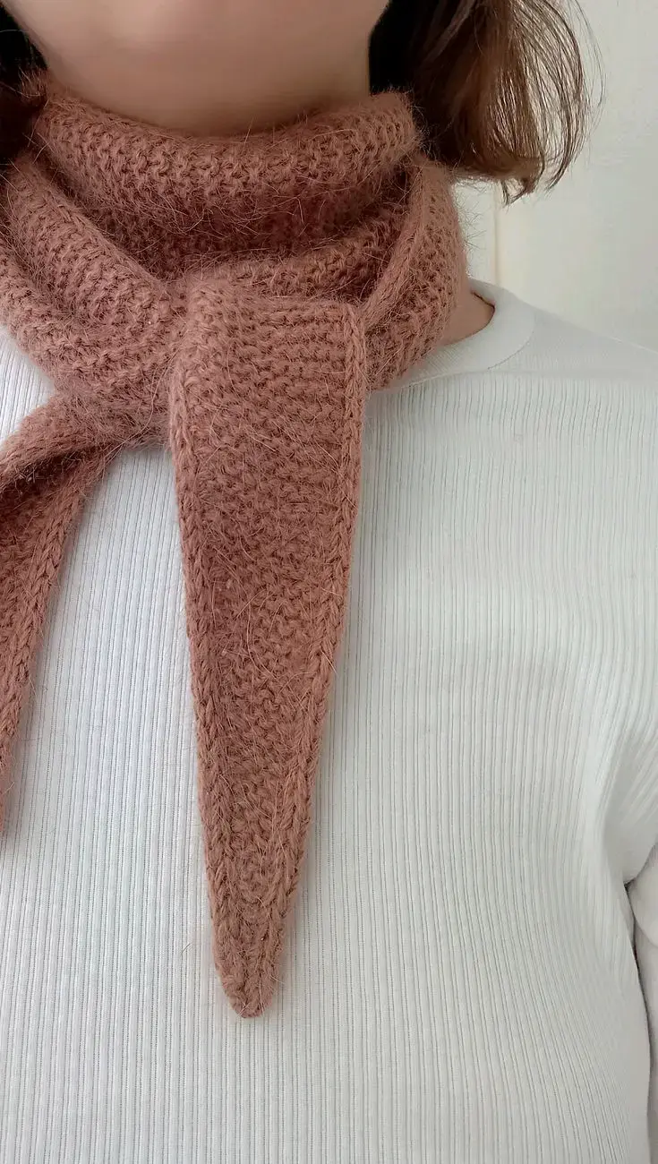 Bufanda tejida rosa claro - 1