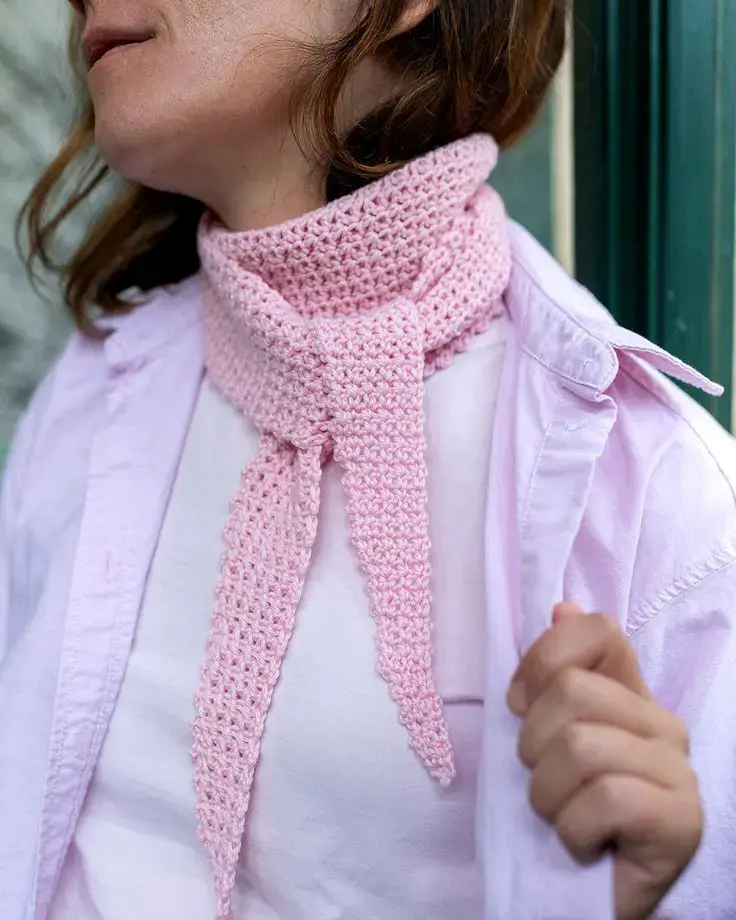 Bufanda tejida rosa claro - 2