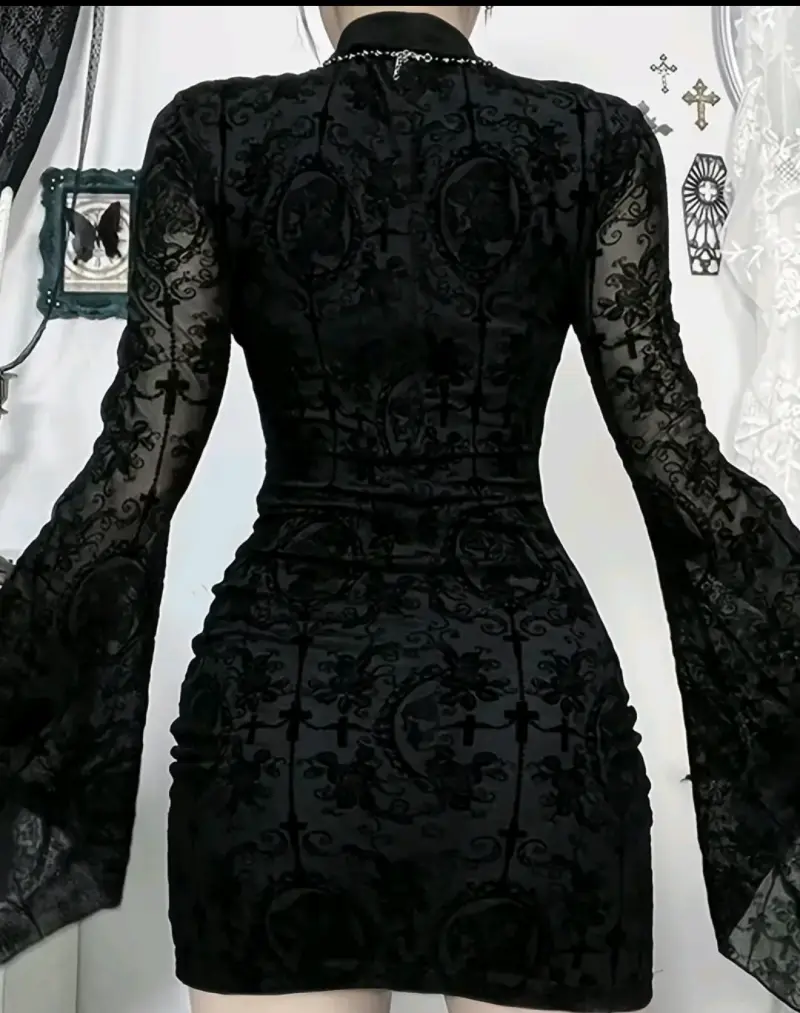 Vestido negro encaje gótico - 2