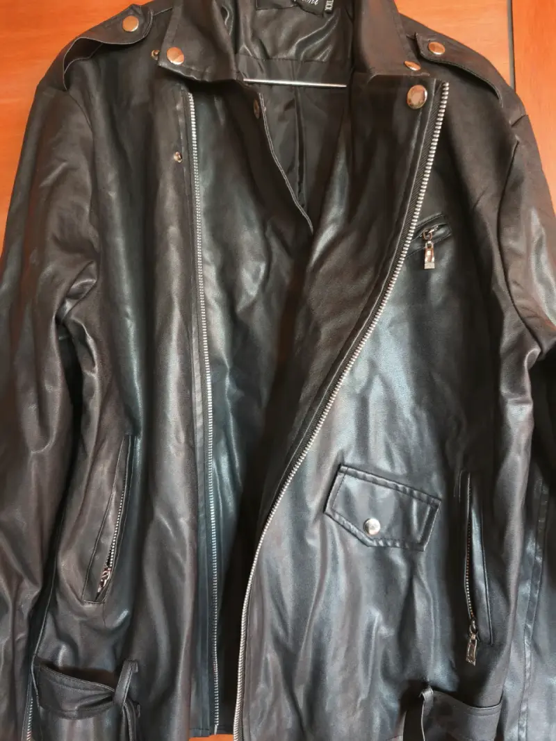 Chaqueta de cuero sintético negra M - 2