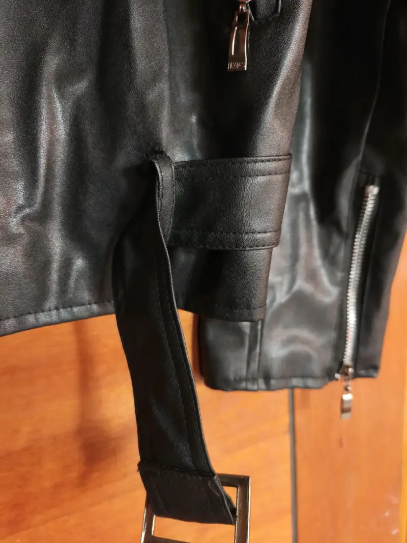 Chaqueta de cuero sintético negra M - 3