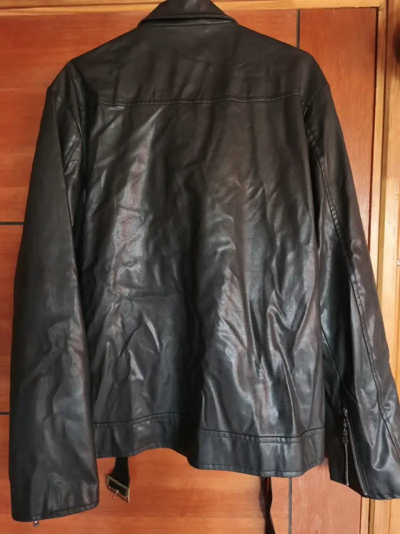 Chaqueta de cuero sintético negra M - 4