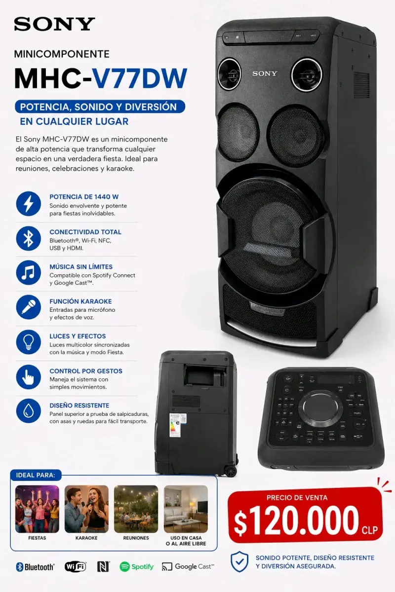 Minicomponente Sony MHC-V77DW
