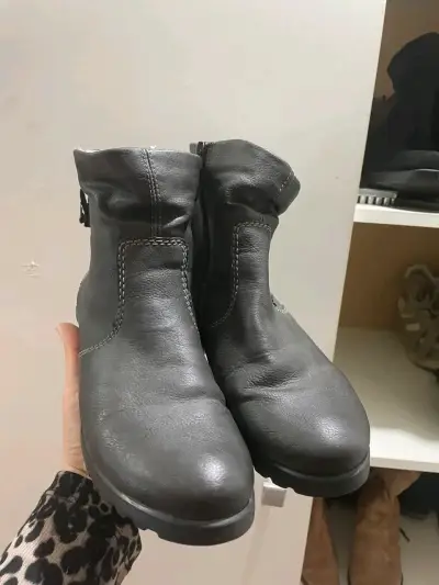 Botines de cuero gris - miniatura 1