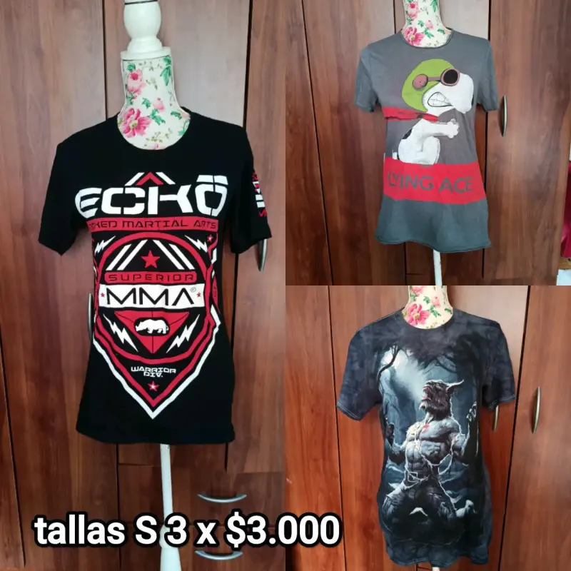 Pack de 3 poleras estampadas talla S